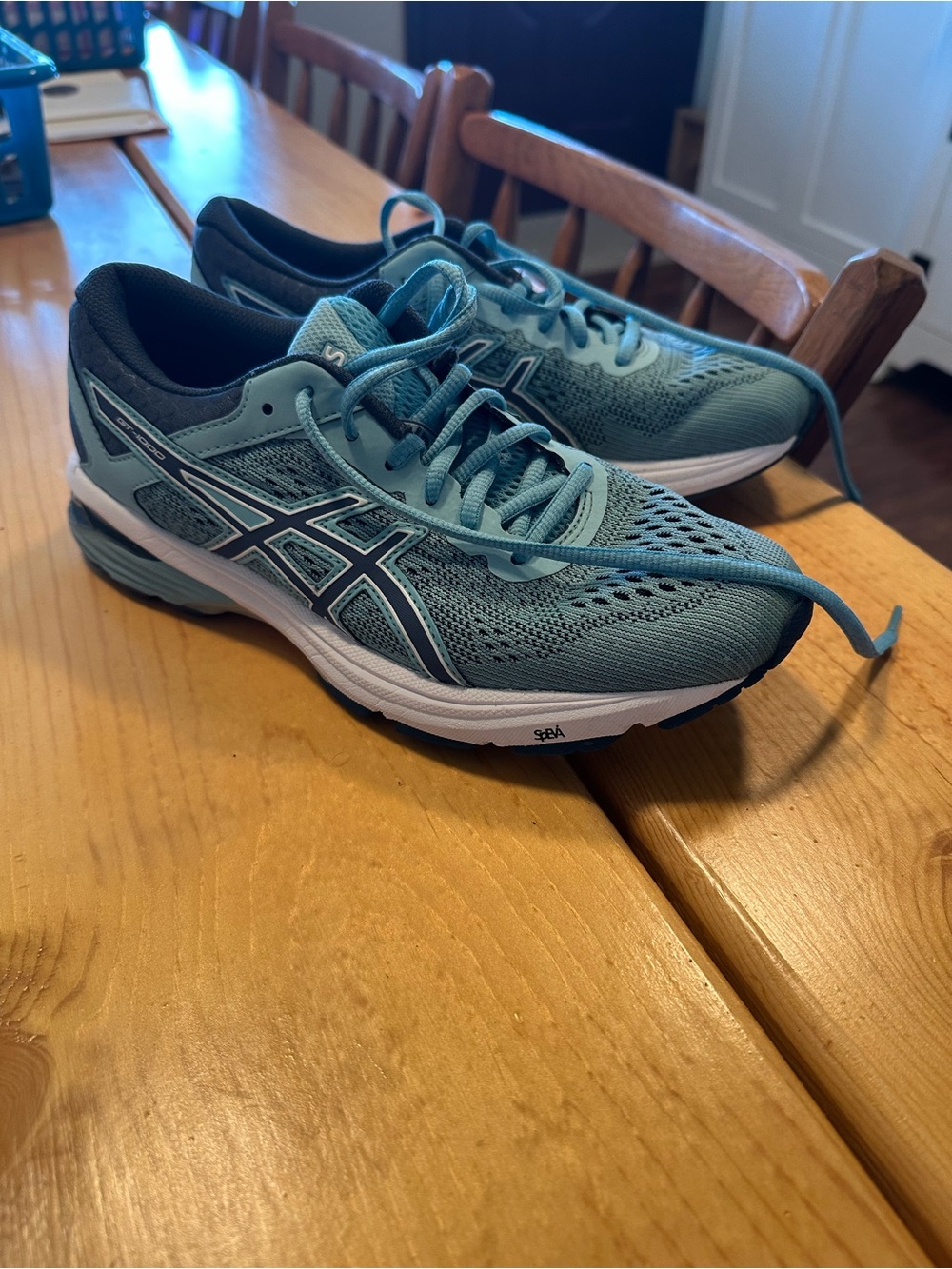 ASICS Women's Light Teal Lace-Up Running Sneakers